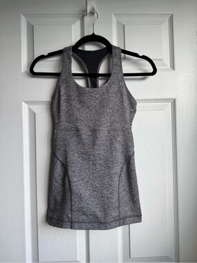 Lululemon Scoop Neck Tank Top Heathered Grey Space Dye Size 4
